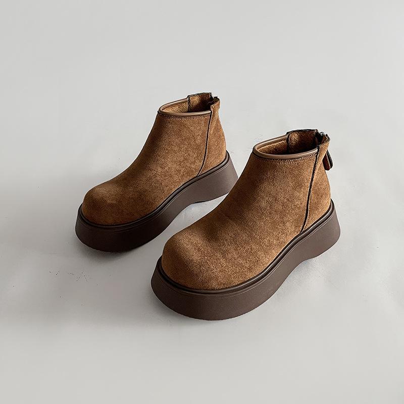 Bottes de neige à plateforme décontractées mignonnes moches pour femmes 2025 automne et hiver nouvelles collège Fengsen grosse tête navettage chaud grandes chaussures en coton