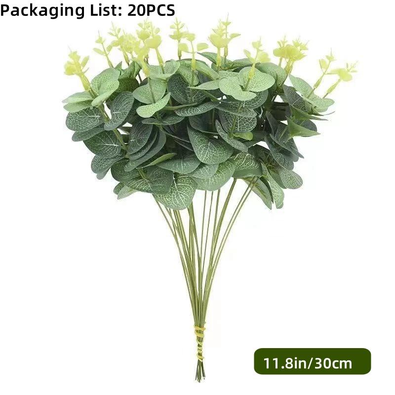 20/40/60pcs Mix Eucalyptus Leaves Stems Bulk Artificial Eucalyptus Leaves Artificial Green Plant Set for Wedding Home Gift Decor