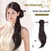 Chinese-Style Ponytail Hairpins: Women's Side Ponytail with Braids, Lightly Curly, Ancient Hanfu and Qipao Inspired.