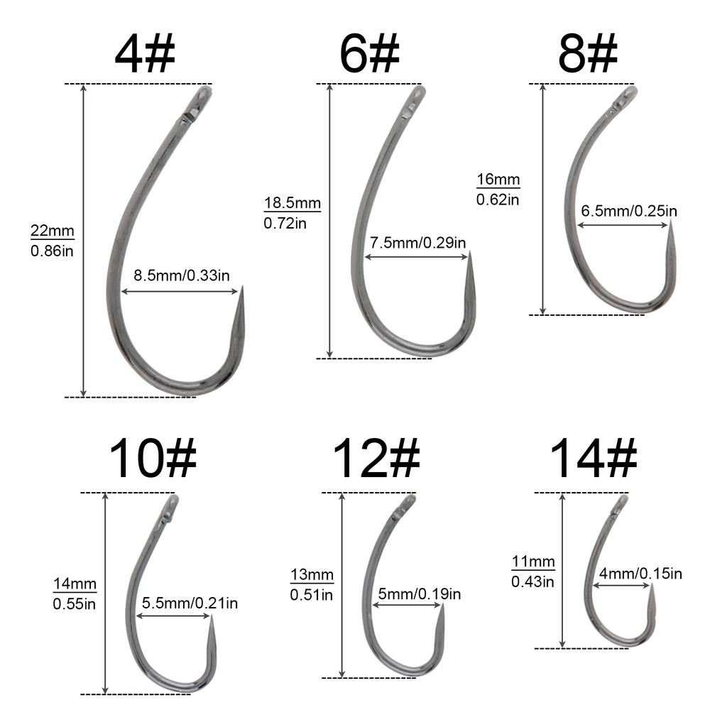 100pcs High Carbon Steel Circle Curve Shank Barbless Fishing Hooks 4-14# for Carp Fly Fishing Freshwater Tackle