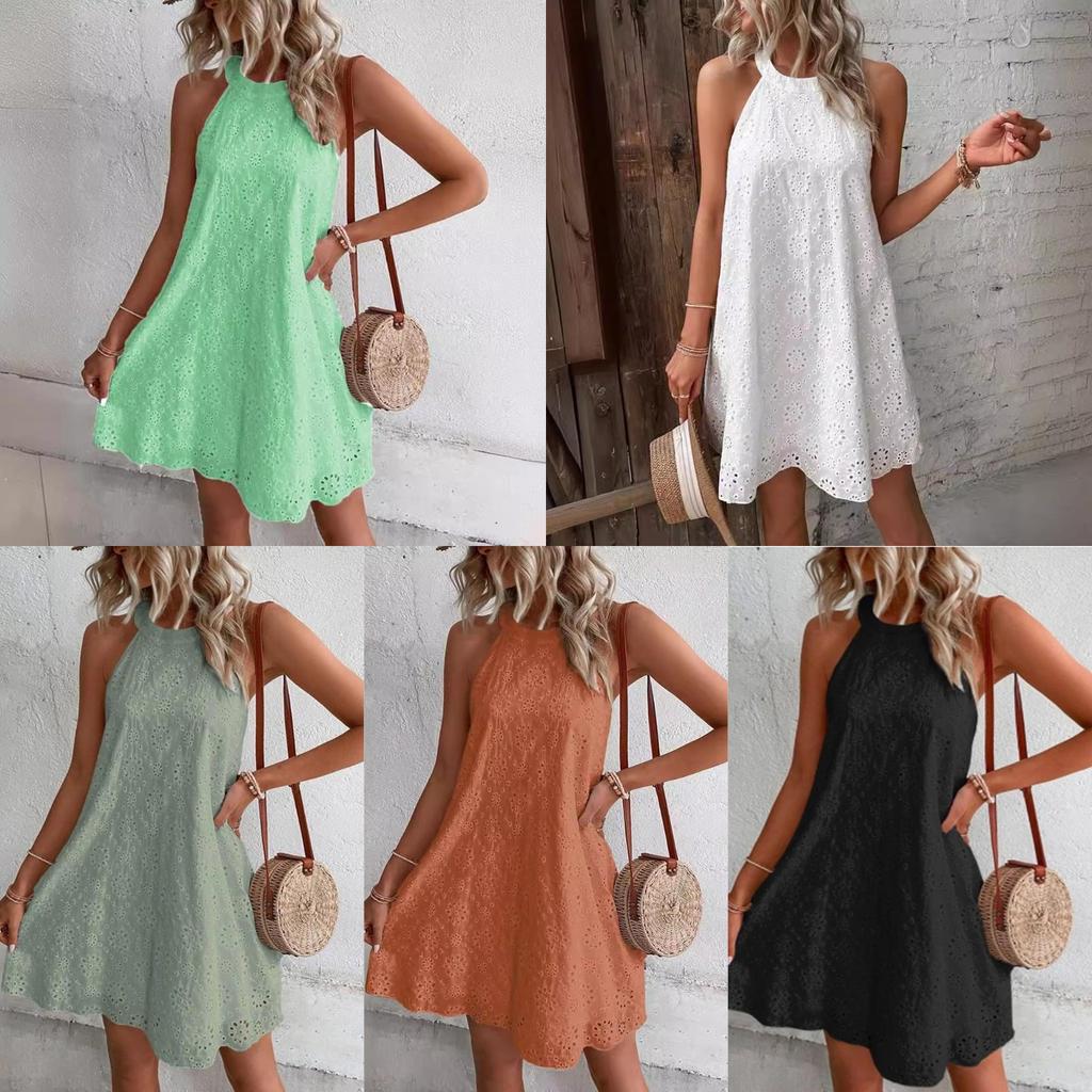 Summer Women's Casual And Fashionable Neck Hanging Sexy Sleeveless Dress