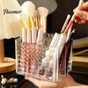 Home Office Desk Organizer Transparent Acrylic Makeup Brush Organizer, Multi-Compartment Storage Bin, Modern Desktop Lipstick Eyeliner Stand
