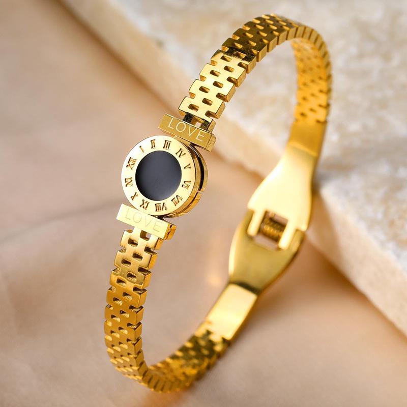 High-End Women s Stainless Steel Roman Numeral Love Bracelet