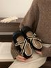 Fleece Single Shoes Female Autumn and Winter New French Temperament Fairy Ballet Gentle Evening Suede Flat Mary Jane Shoes