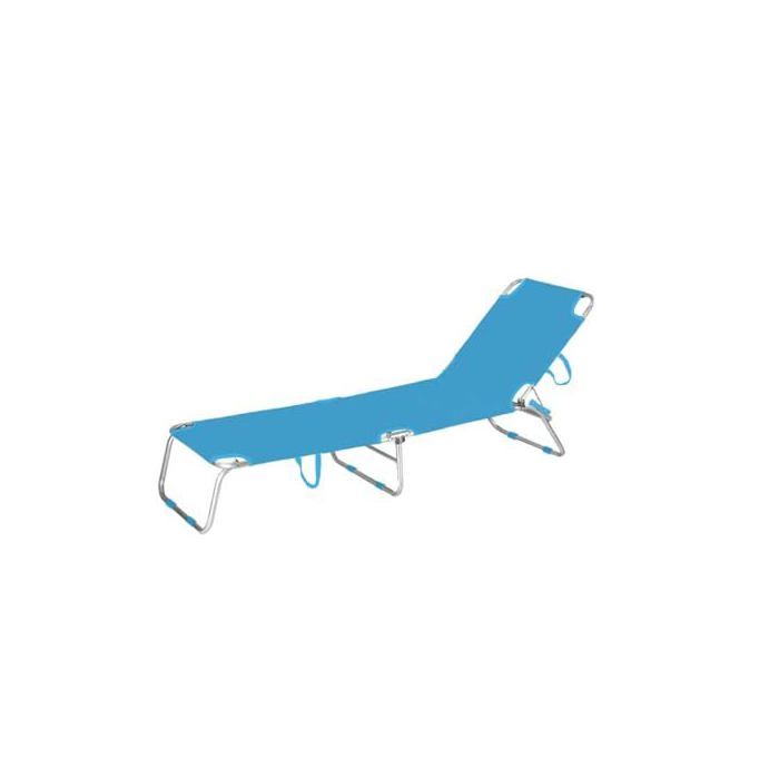 Foldable Aluminum Sun Lounger - MARBUENO SUMMER - 187x58x24 Cm - Blue - Textilene - 3 Reclining Positions