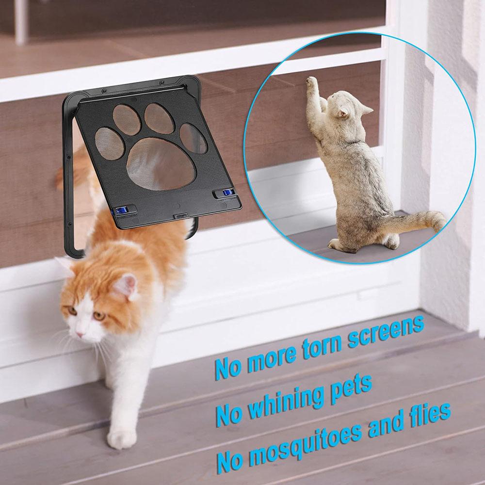 Pet Flap Door Dog Cat Magnetic Locking Sliding Screen Square Gate