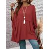 New Large Size Spring/Summer Loose Batman T-shirt Top Round Neck Fashion Casual Blouse Solid Color Irregular Elegant Shirts Loose Simple Long Tops