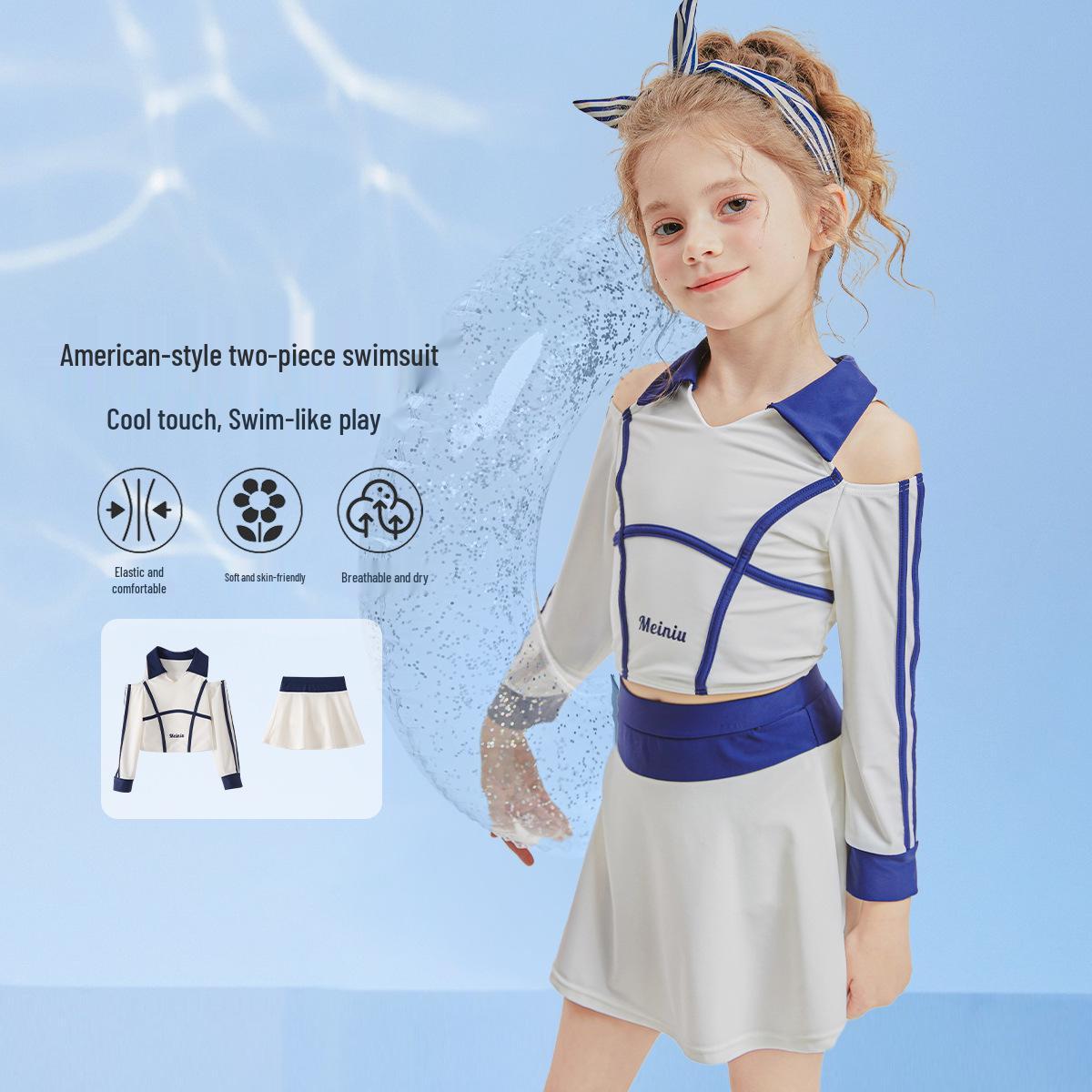 

Girls Korean Swimsuit Set for Children - Conservative Baby and Student Swimwear 110