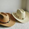 Westlicher Cowboy-Strohhut Damen Mode Großer Rand Cowboyhut Becken Outdoor-Reise Sonnenschutz Strohhut Sombrero Vaquero