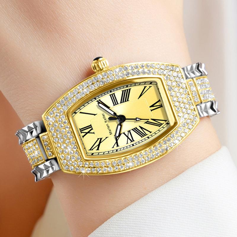 Tonneau Full Diamond Luxury Women Watches Quartz Fashion Ladies Bracelet Wristwatch Females Gifts Relogio Feminino