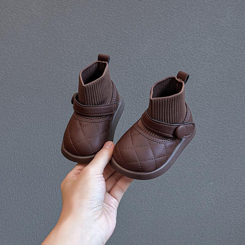 New autumn and winter vintage girls' sock boots, baby girl boots, children's princess shoes, toddler walking shoes, short boots