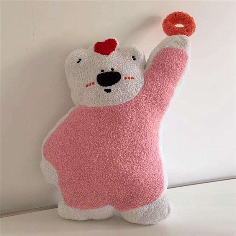 Cute Cartoon Bread Coffee Donuts Teddy Bears Plush Doll Pillows For Home Decor And Gifts розовый