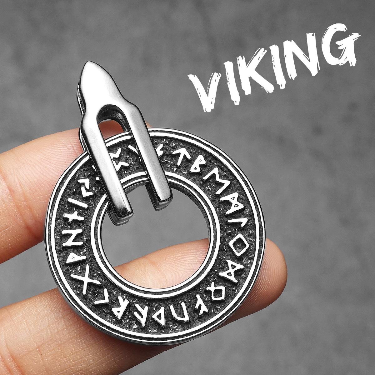 

Viking Rune Carving Men Necklaces With Pendant Stainless Steel Jewelry For Male Women Punk Hip Hop Accessories Gifts