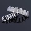 HIOHOP Lattice Pattern 18K Gold Plated Hip Hop Grillz - Top & Bottom Six Teeth Fashion Accessory.