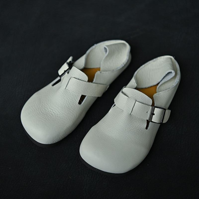 Fashion Woman Mules Genuine Leather Round Toe Soft Soled Loafers Summer New Versatile Soft Cowhide Flat Women's Slides Shoes Slippers