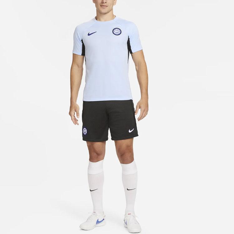 Nike Inter Milan Strike Logo Embroidered Letter Print Spliced Short Sleeve Football Shirt Men tops Light-Ocean DX3018-548