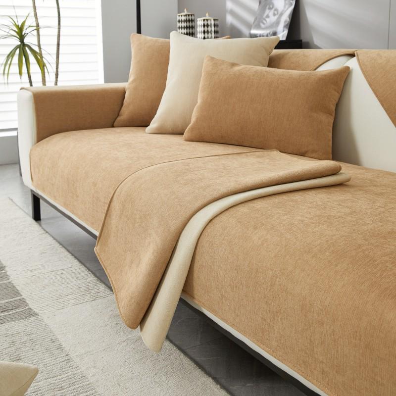 Non-Slip Gray Chenille Sofa Cushions with Modern, All-Season Light Luxury Cover