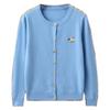 Women's Knitted Wool Cardigan with Round Neck and Small Horse Embroidery - 100% Pure Wool, New Autumn Collection.