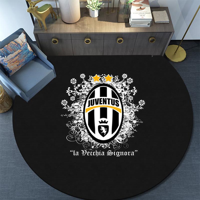 Juventus Football Club3 Round Area Rug,Carpet Rug for Living Room Bedroom Sofa Playroom Decor,Non-slip Floor Mat