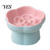 Vomiting Prevention Pet Bowl Ceramic Slow Feeder Bowl, Dogs Cats Anti-Choking Eating Food Elevated Feeding for Dry & Wet with Rose Pattern