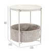 Amazon Basics Round Side Table with Storage Basket, White X Heather Gray, 48cm H X 44.96cm W X 44.96cm D