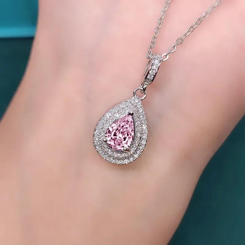 Elegant Women'S Droplet Pendant Necklace With Shiny Zircon Fashionable Luxury Jewelry Accessory For Any Occasion