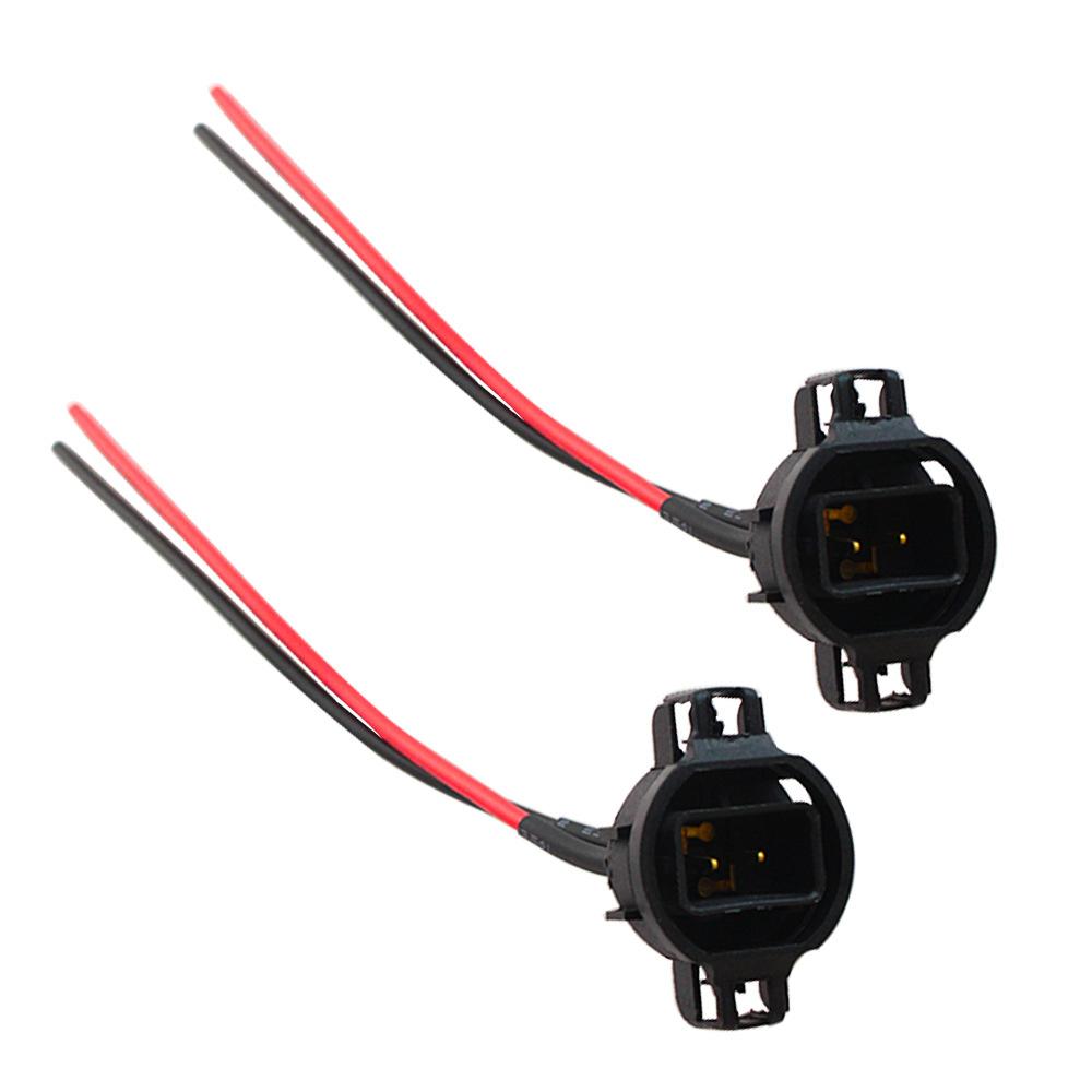 2pcs H16/5202/2504/PSX24W Bulbs Male Connector For Fog Lights Wiring Pigtail Harness