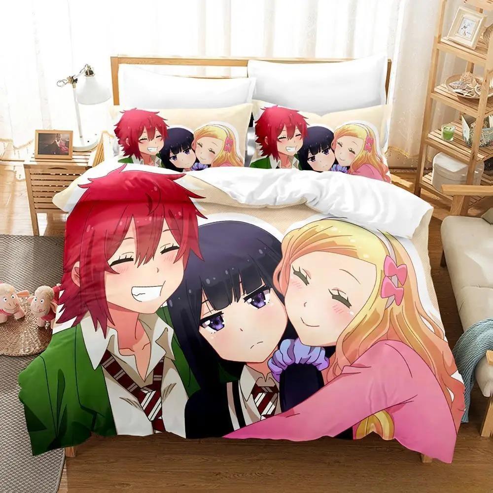Tomo-chan Is a Girl! Bedding Set Single Twin Full Queen King Size Bed Set Adult Kid Bedroom Duvet Cover Set Anime Bed Sheet Set