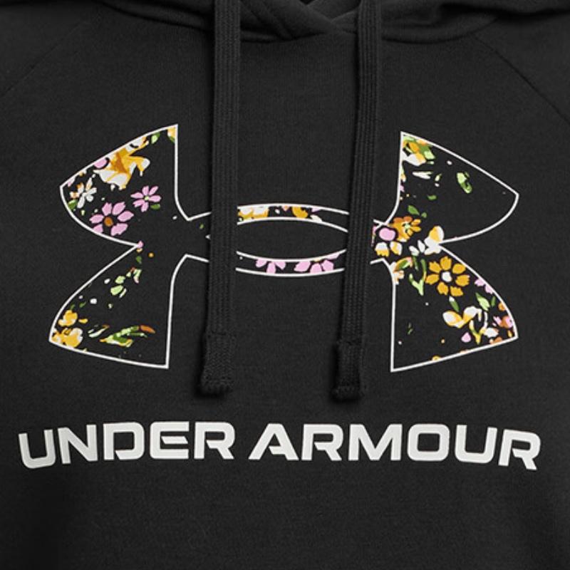 Under Armour Rival Fleece Printed Hooded Fashion Sweatshirt Women sweatshirt Black 1387029-001