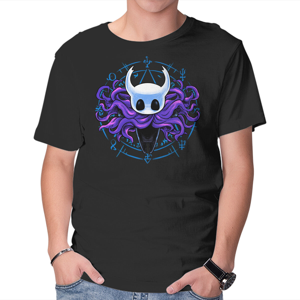 Unisex Crew Neck T-Shirt Shadow Knight Cult Graphic Short Sleeve Casual Tee M