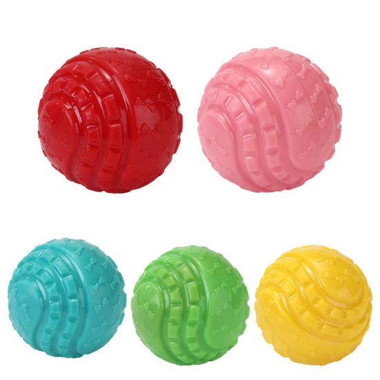 Dog Rubber Ball Toy Interactive Squeaky Chew Toy Textured Teeth Cleaning Toy Fetch Ball for Small Medium Large Dogs Training