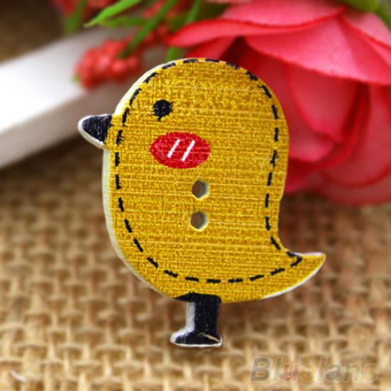 50 Adet Sevimli Karikatür Kuş Baykuş Çilek Çorap Kiraz 2 Delik DIY Ahşap Düğmeler