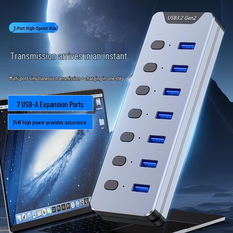 7-Port 10Gbps Multi-functional USB 3.2 Gen 2 Docking Station Hub