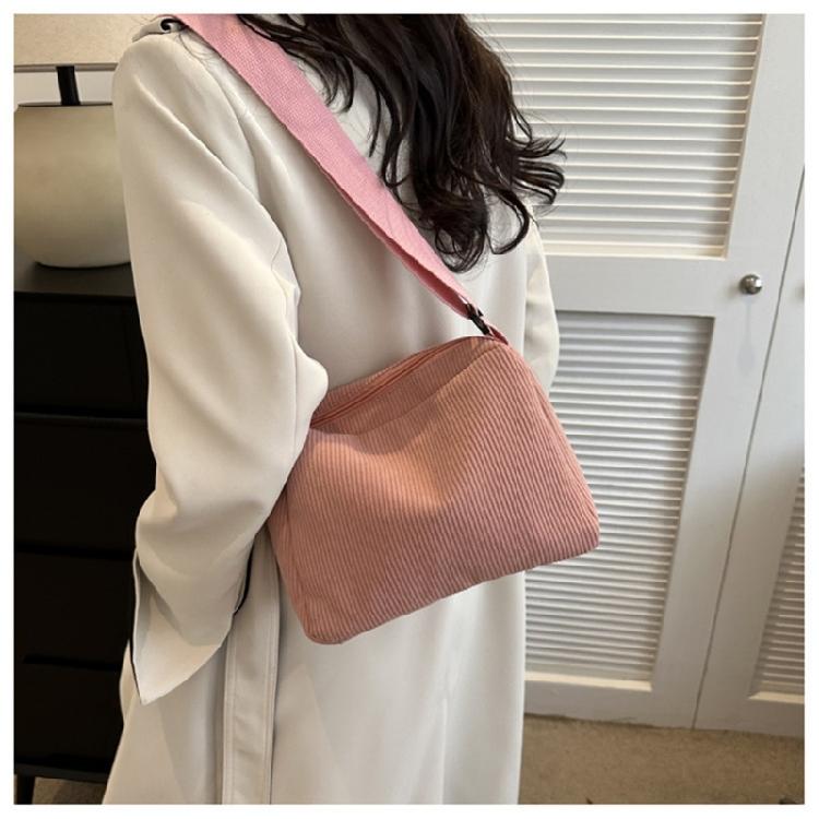 Contemporary Corduroy Sling Bag for Ladies Versatile Shoulder Bags with Zipper