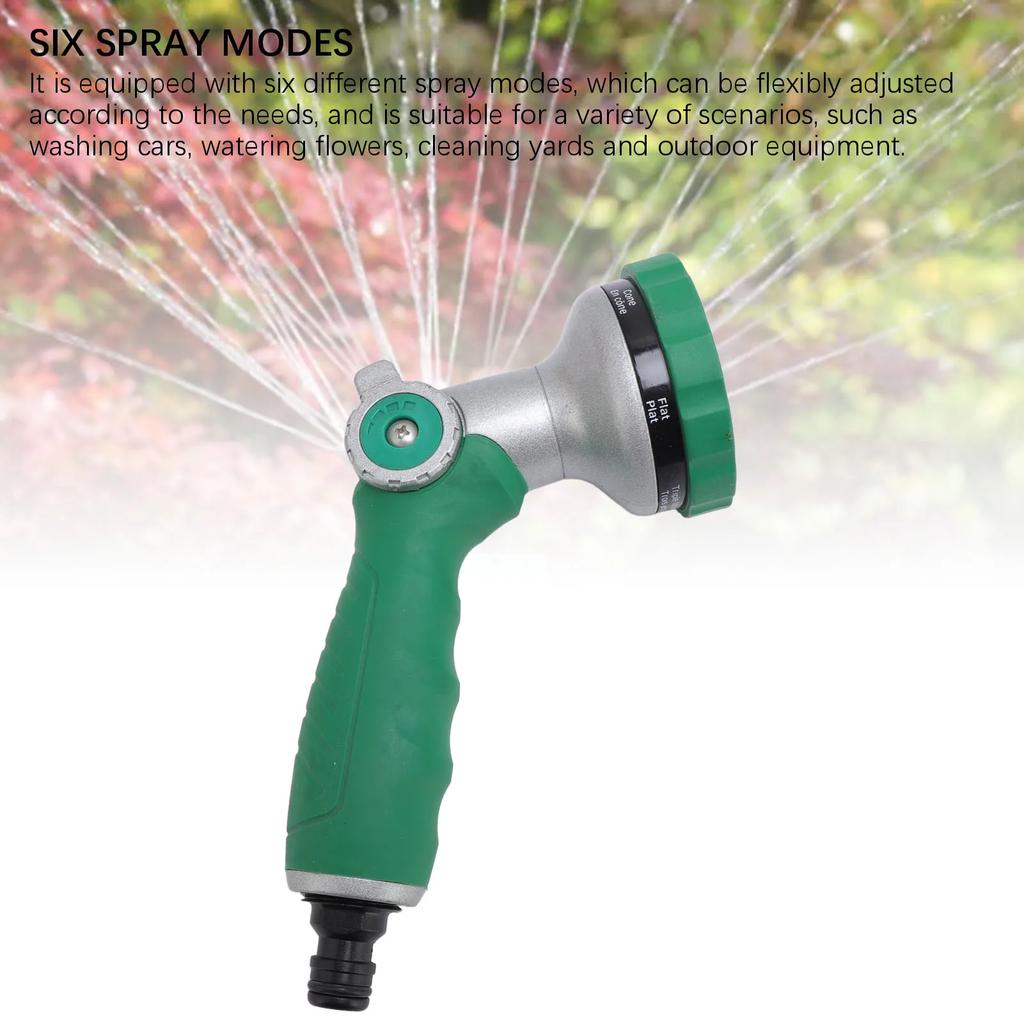 Garden Hose Nozzle 6 Spray Modes Ergonomic Grip High Pressure Water Hose Sprayer For Washing Car Watering Flowers
