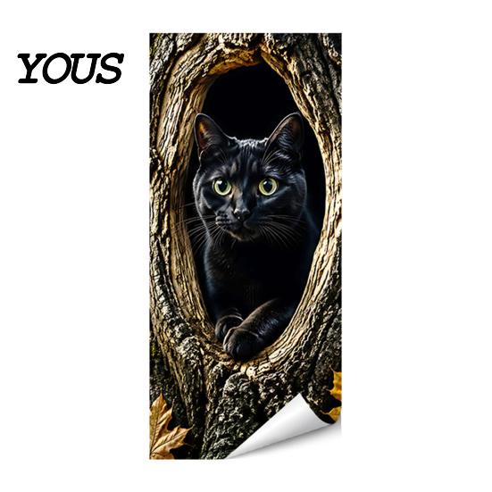 Outdoor Trash Can Decal Halloween Sticker, Spooky Bat Cat Pumpkin Ghost Wheelie Bin Decal, Large Adhesive Vinyl Wall Art Waterproof
