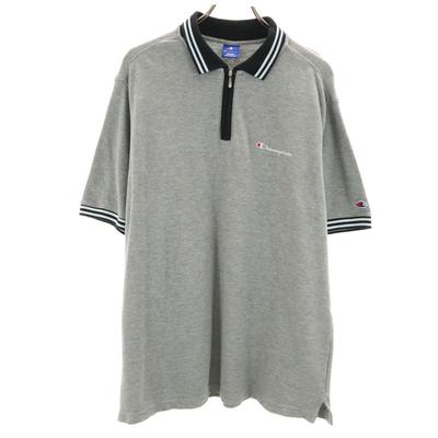 Short Sleeve Half Zip Polo Shirt L Gray Men's Used