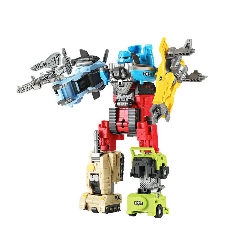 6'sı 1 Arada Araba Dönüşümlü Birleşik Robot Aksiyon Figürü Tank Kamyon Deformasyon İnşaatçı Model Montaj Oyuncakları Çocuklar İçin
