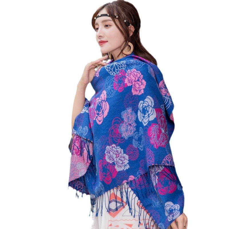 Ethnic Style Oversized Square Scarf For Women Travel Winter Autumn