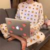 Spring & Autumn Women's Long-Sleeve Pajama Set - Cute Cartoon Design, Plus Size, Cozy Winter Loungewear