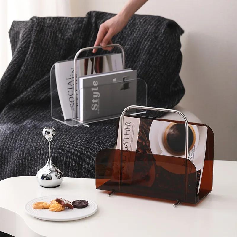 Acrylic Magazine Holder Crystal Clear Acrylic Magazine Book Rack Desktop File Storage For Office Home Study Model Room Decor