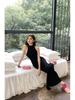 2026 Spring/Summer High-Neck Sleeveless Slim Fit Elegant Back Slit Maxi Dress for Women