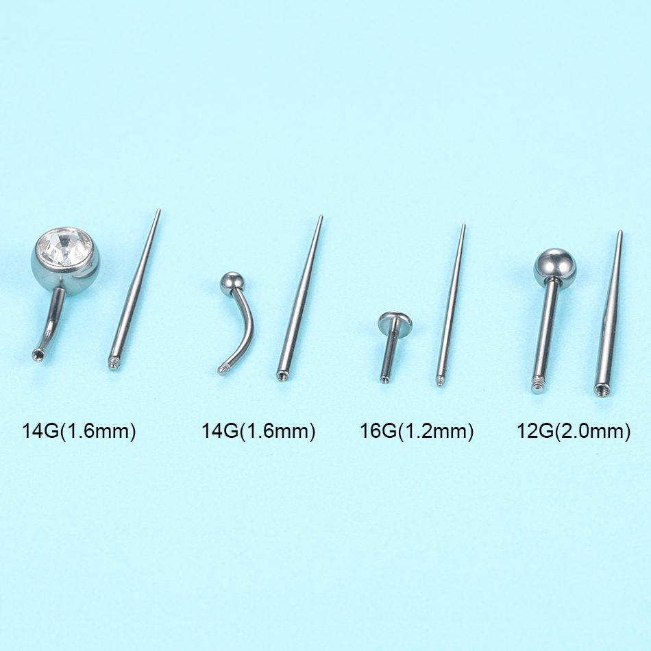 1/5Pcs Stainless Steel Duide Rod Piercing Stretching Tool for Internally & Externally Threaded Jewelry Body Piercing Tools