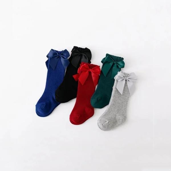5Pairs/Set Children's Girl Socks Cotton Bow Baby Long Socks Fashion Princess Kids Sock For Girls 0-7Years Stocking