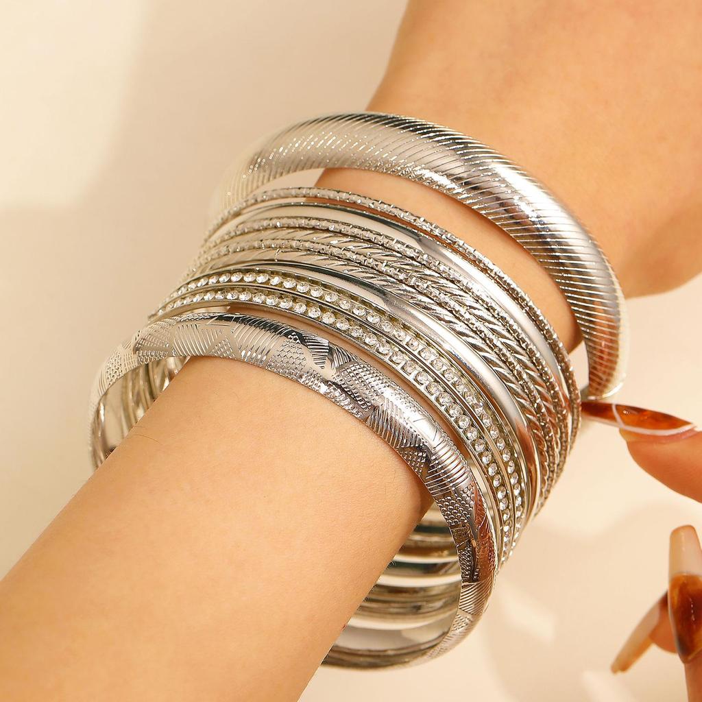 Bohemian Ethnic Gold & Silver Bangle Set - Ancient Western Style Jewelry