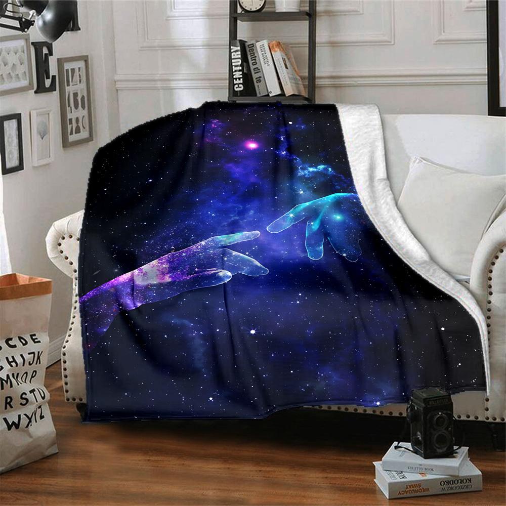 1pc Galaxy Hands Blanket, Lightweight Flannel Throw Blanket for Sofa, Bed, Travel, Camping, Living Room, Office, Couch042