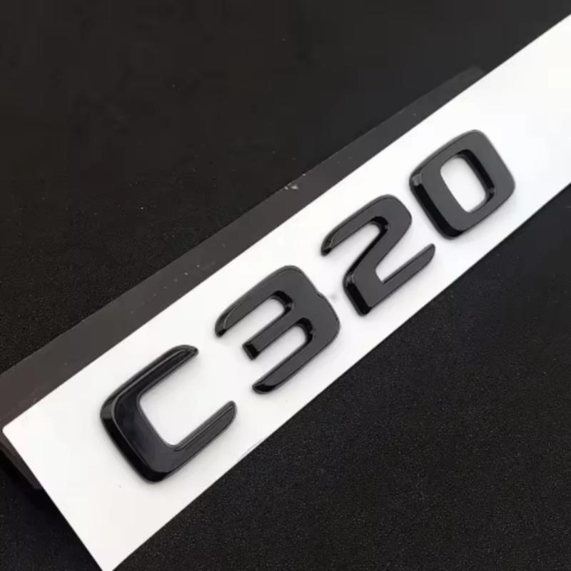 ABS Black Chrome Letters 3D Car Trunk Letters Badge For Mercedes Benz C 200 220 300 C200 C220 C300 C320 Logo Sticker Accessories AB1