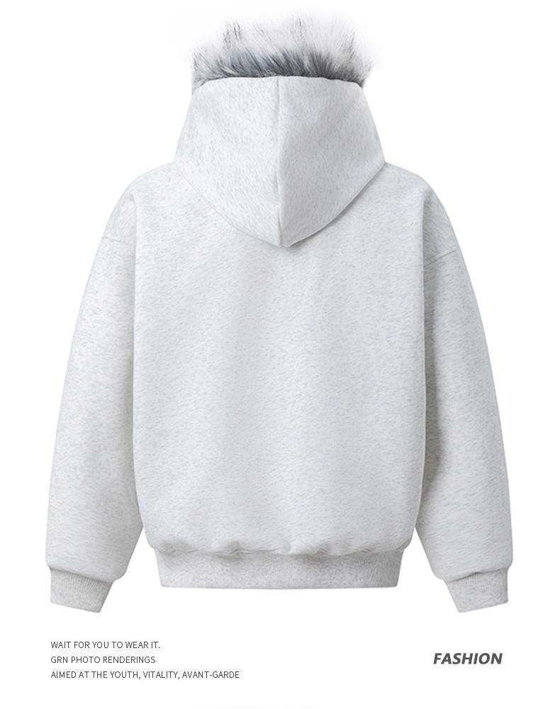 2025 Premium Retro Fur Collar Hoodie Cardigan Jacket for Men & Women - Autumn Trendy Couple Wear