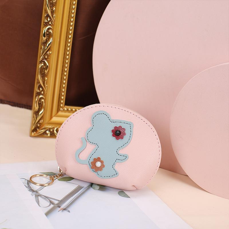 Creative Cute Little Mouse Coin Purse Cartoon PU Key Bag Mini Zip Wallet Keyring Pendant Women ID Credit Card Bag