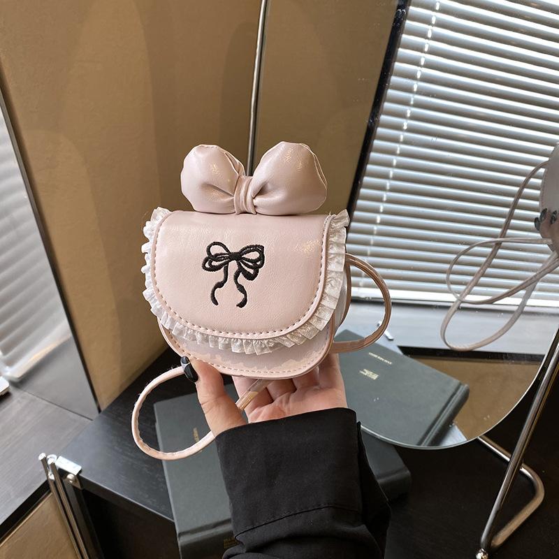 Single shoulder premium sense niche sweet bow lace saddle bag simple commuter messenger bag